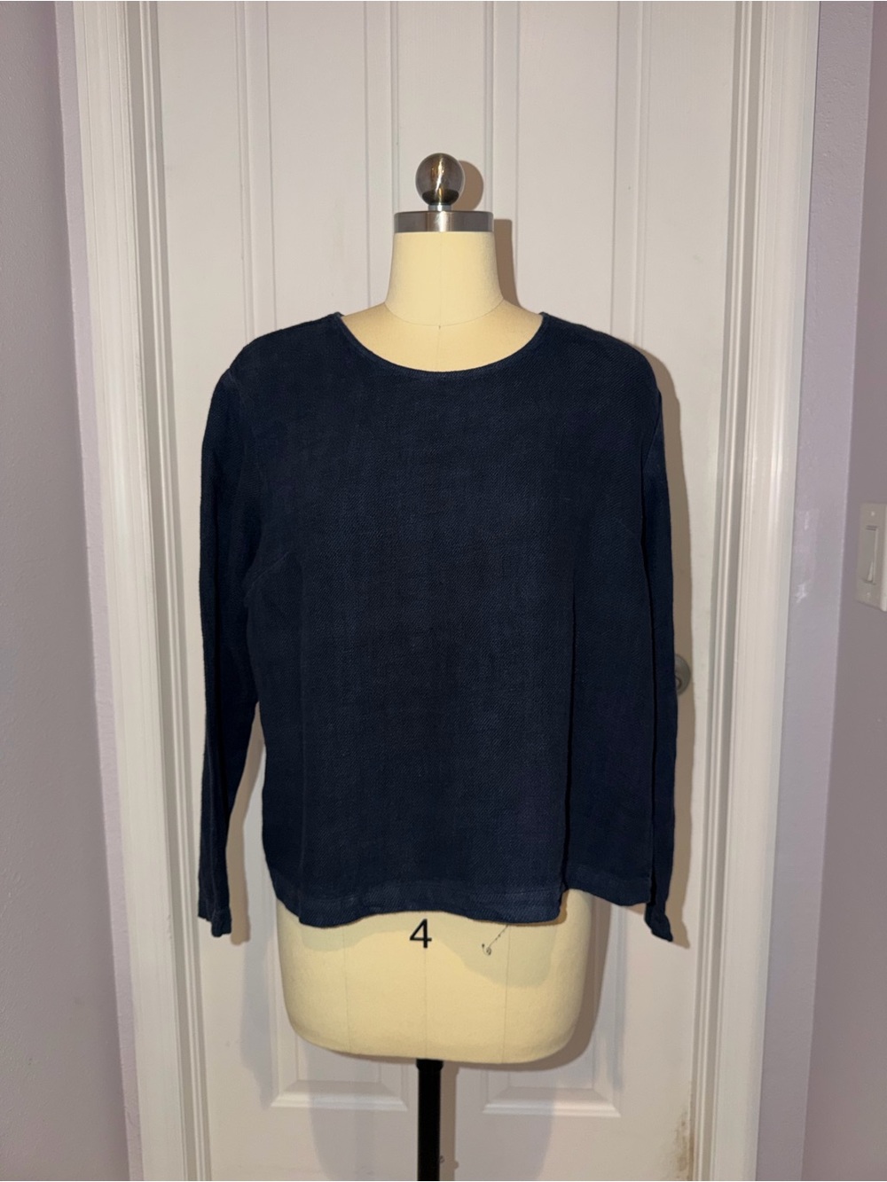 Filosofia Navy Blue Linen Top